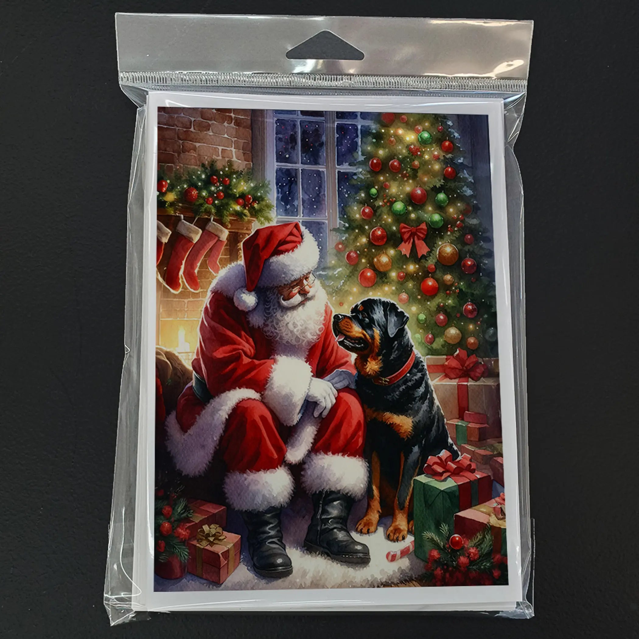 Rottweiler and Santa Claus Greeting Cards Pack of 8 Caroline's Treasures