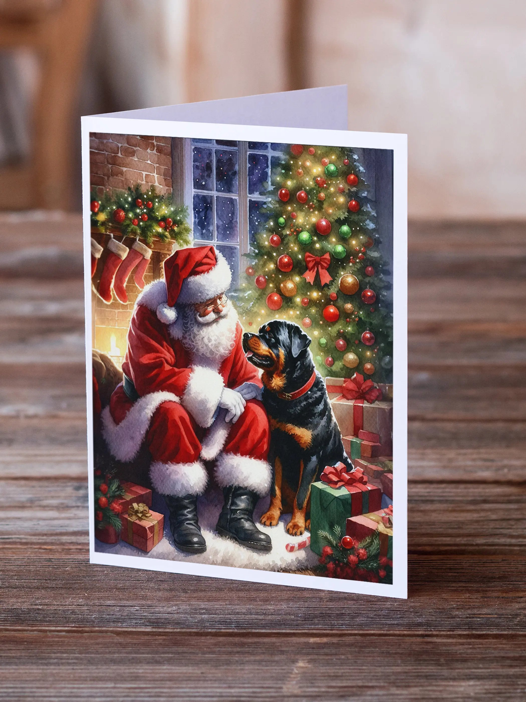 Rottweiler and Santa Claus Greeting Cards Pack of 8 Caroline's Treasures
