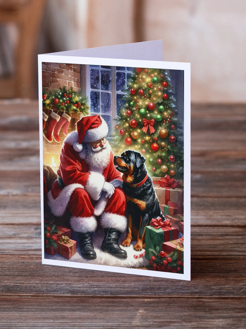 Rottweiler and Santa Claus Greeting Cards Pack of 8 Caroline's Treasures
