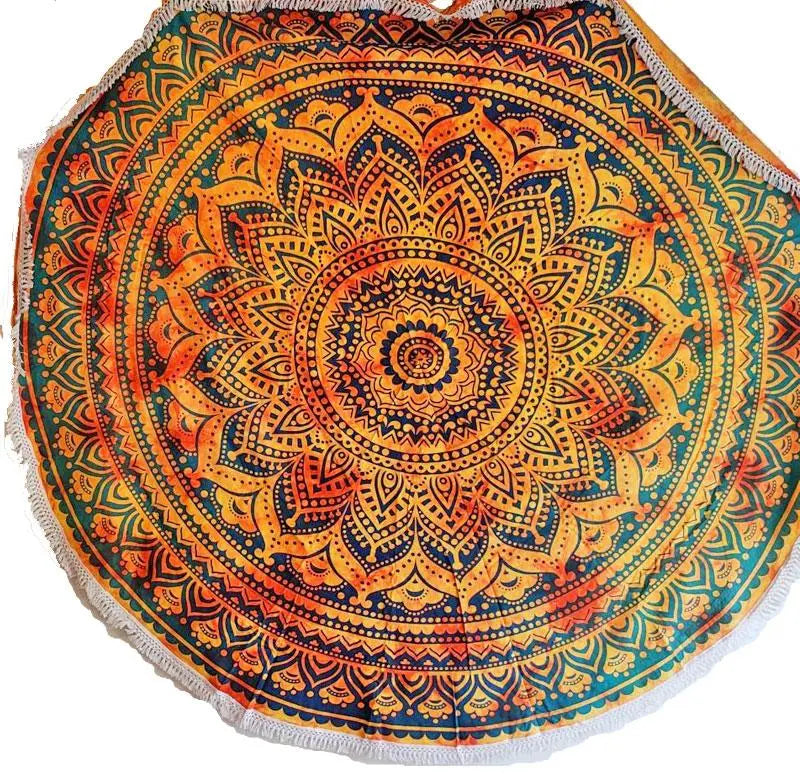 Round Mandala Tapestry Wild Lotus