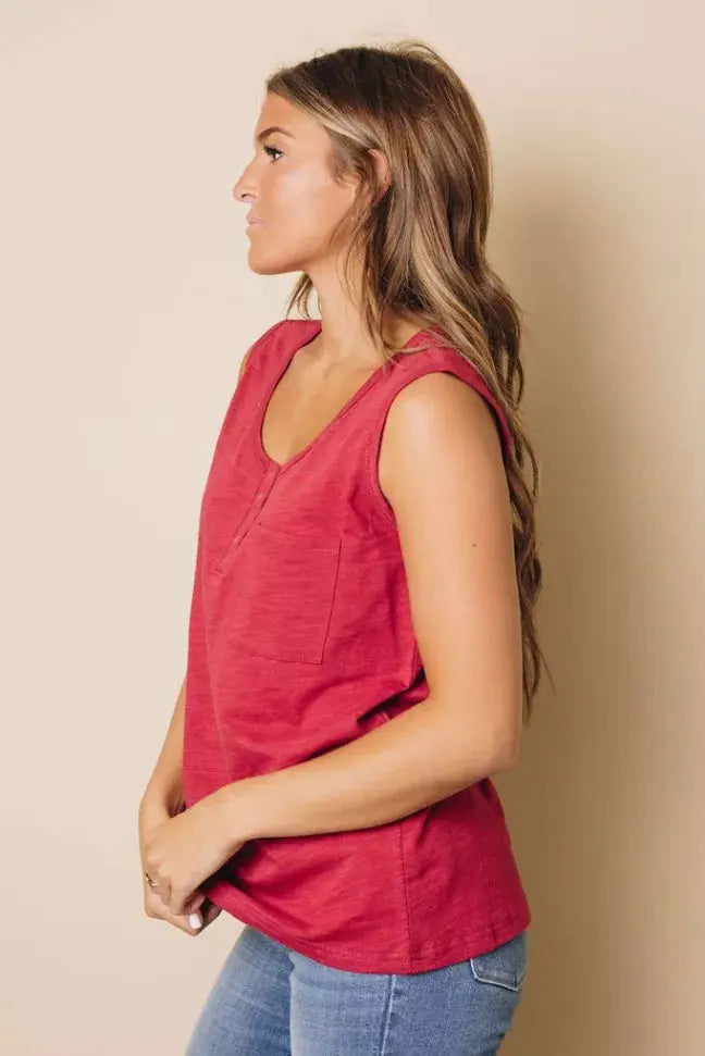Rowan Button Tank Top Stay Warm in Style