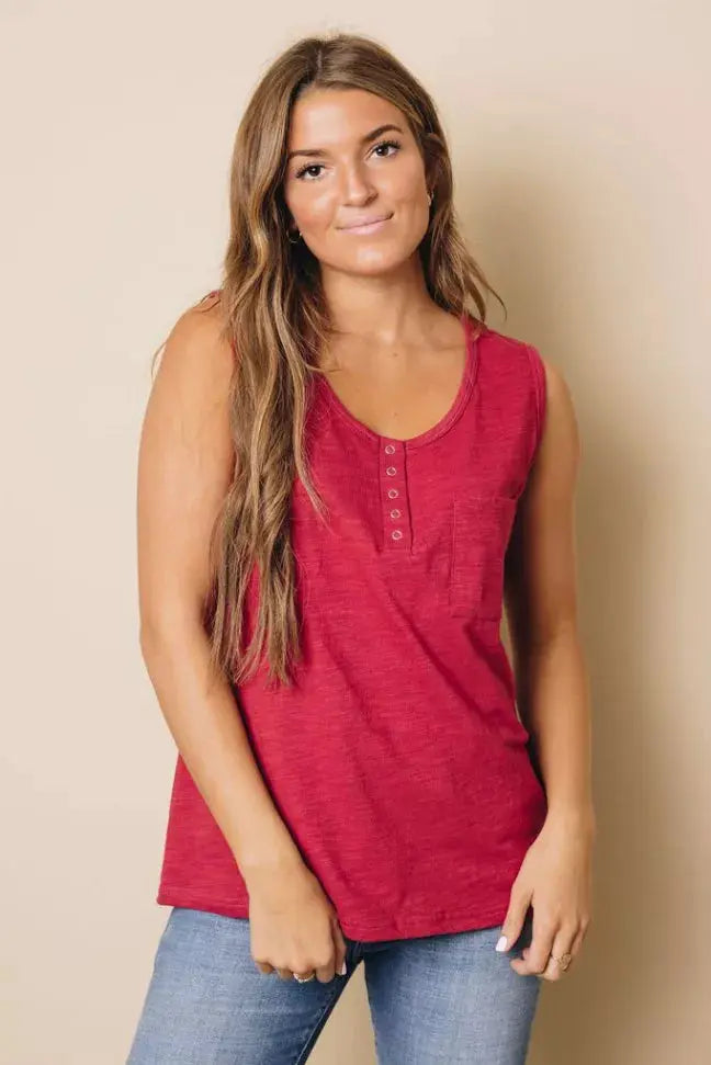 Rowan Button Tank Top Stay Warm in Style