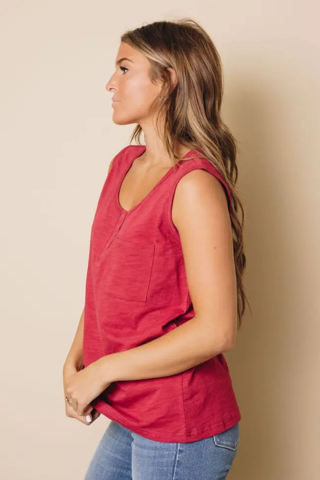 Rowan Button Tank Top Stay Warm in Style
