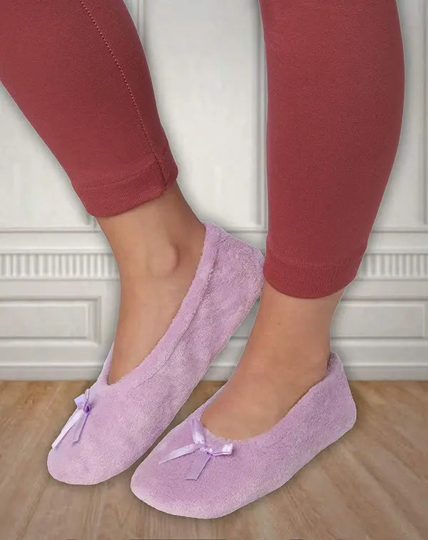 Roxoni Women's Terry Classic Cotton Ballerina Slippers (Pack of 2) Roxoni