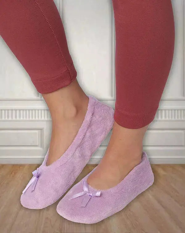 Roxoni Women's Terry Classic Cotton Ballerina Slippers (Pack of 2) Roxoni
