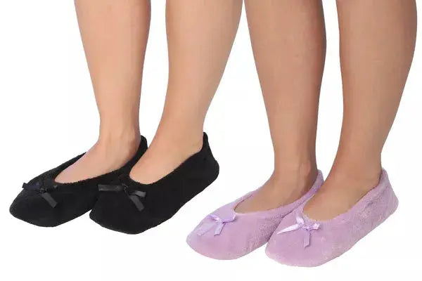 Roxoni Women's Terry Classic Cotton Ballerina Slippers (Pack of 2) Roxoni