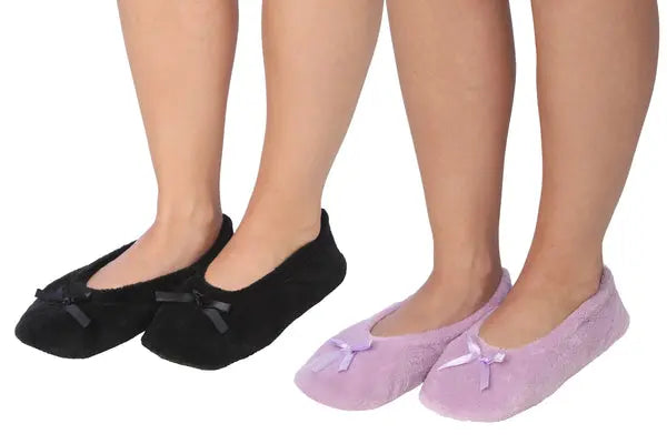 Roxoni Women's Terry Classic Cotton Ballerina Slippers (Pack of 2) Roxoni
