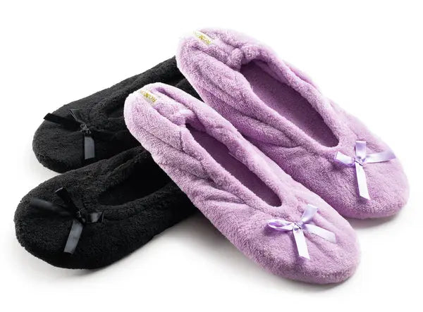 Roxoni Women's Terry Classic Cotton Ballerina Slippers (Pack of 2) Roxoni