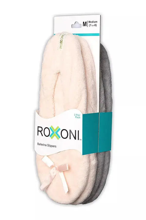 Roxoni Women's Terry Classic Cotton Ballerina Slippers (Pack of 2) Roxoni