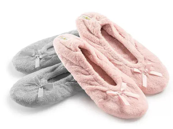 Roxoni Women's Terry Classic Cotton Ballerina Slippers (Pack of 2) Roxoni
