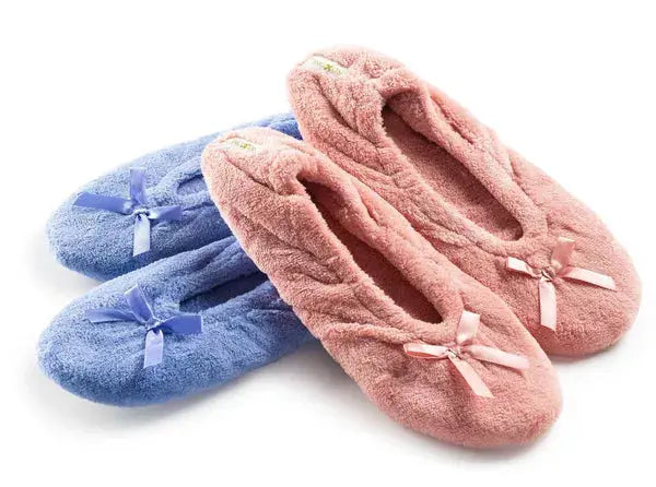 Roxoni Women's Terry Classic Cotton Ballerina Slippers (Pack of 2) Roxoni