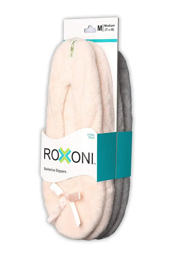 Roxoni Women's Terry Classic Cotton Ballerina Slippers (Pack of 2) Roxoni