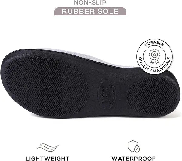 Roxoni Womens Soft Open Toe Slide Slippers, Indoor Outdoor Rubber Sole Roxoni