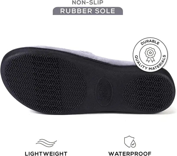 Roxoni Womens Soft Open Toe Slide Slippers, Indoor Outdoor Rubber Sole Roxoni