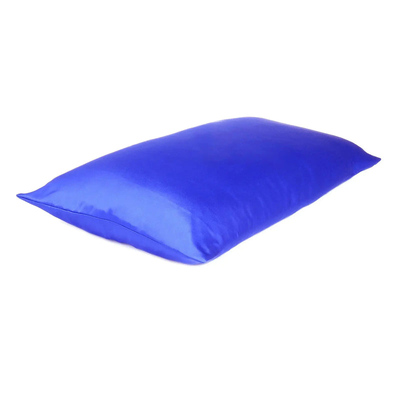 Royal Blue Dreamy Set Of 2 Silky Satin Standard Pillowcases Homeroots Bed & Bath