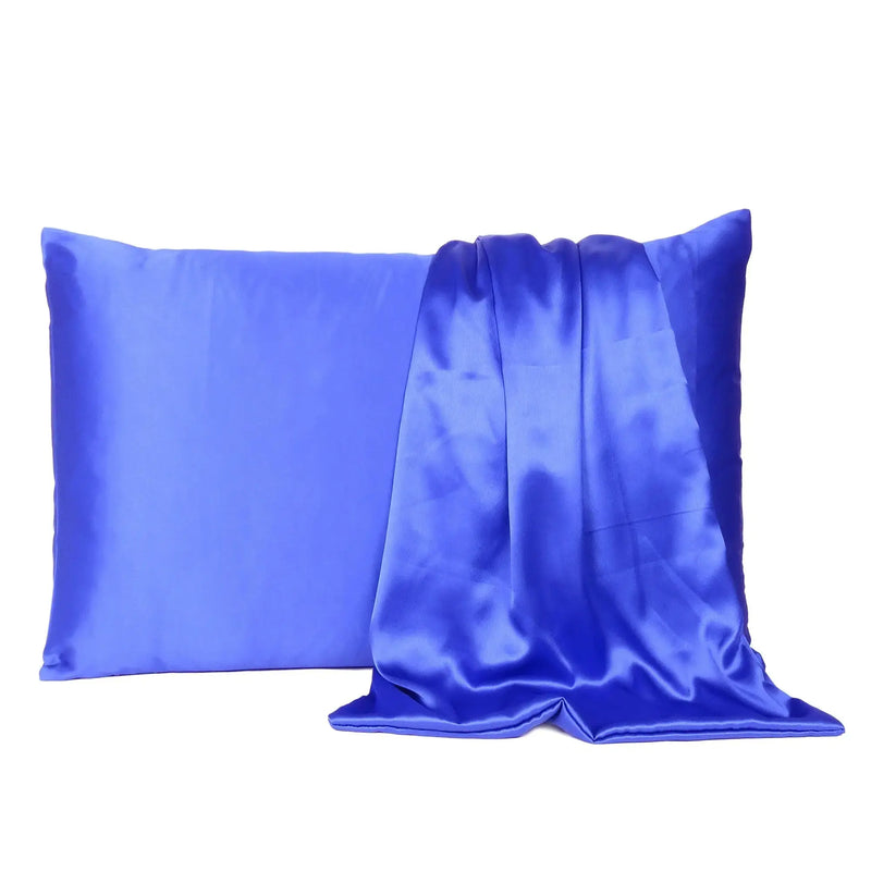 Royal Blue Dreamy Set Of 2 Silky Satin Standard Pillowcases Homeroots Bed & Bath