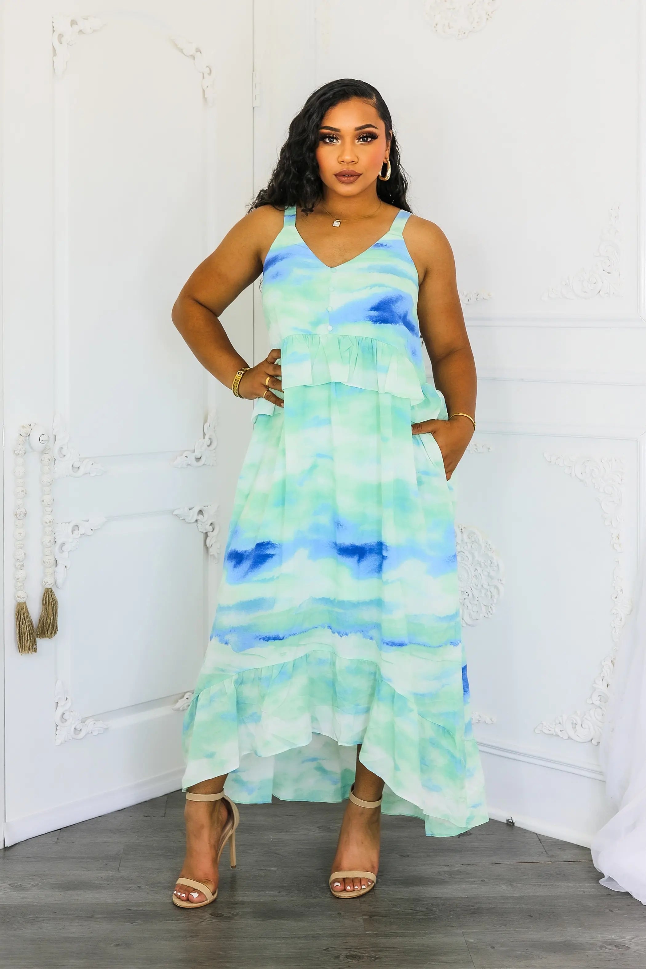 Ruffle High Low Maxi Dress SurelyMine