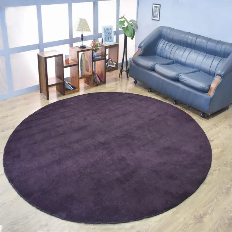 Rugsotic Carpets Hand Knotted Loom Silk Mix Round Area Rug Solid Get My Rugs LLC