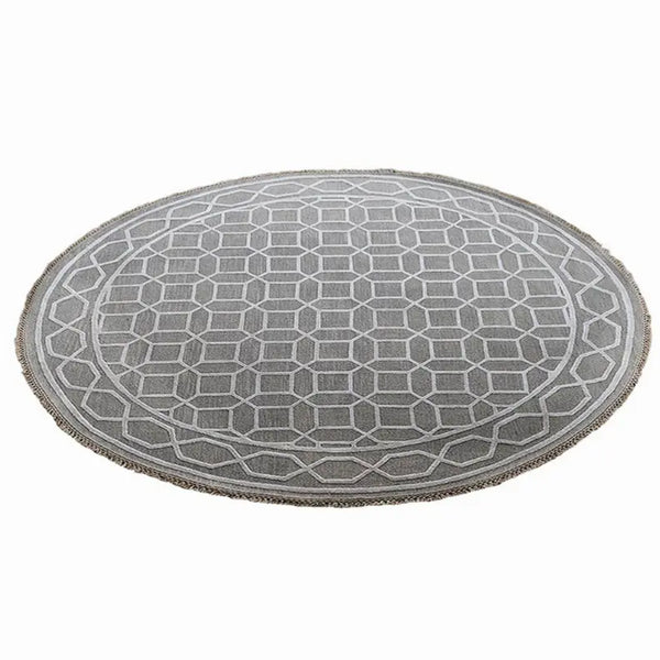 Rugsotic Carpets Hand Knotted Sumak Silk And Wool Round Area Rug Geometric Get My Rugs LLC