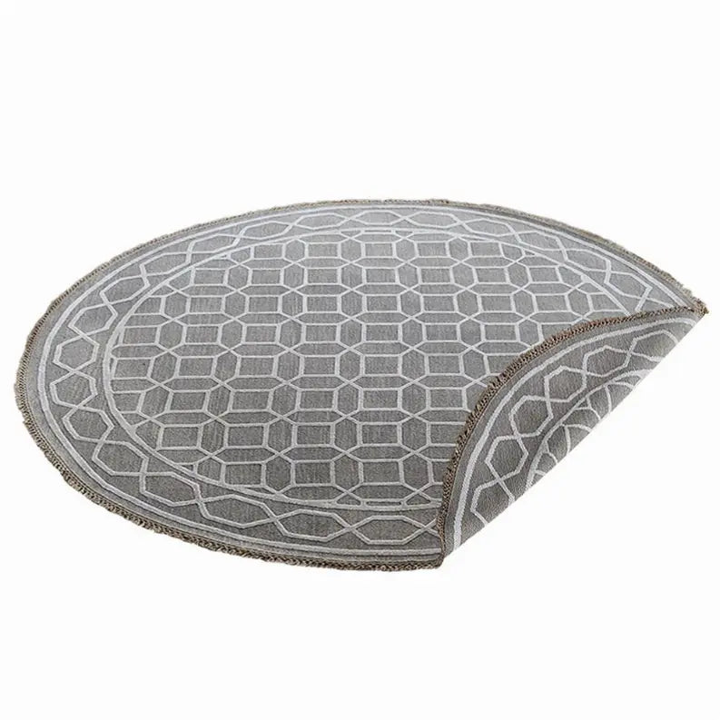Rugsotic Carpets Hand Knotted Sumak Silk And Wool Round Area Rug Geometric Get My Rugs LLC