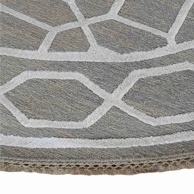 Rugsotic Carpets Hand Knotted Sumak Silk And Wool Round Area Rug Geometric Get My Rugs LLC