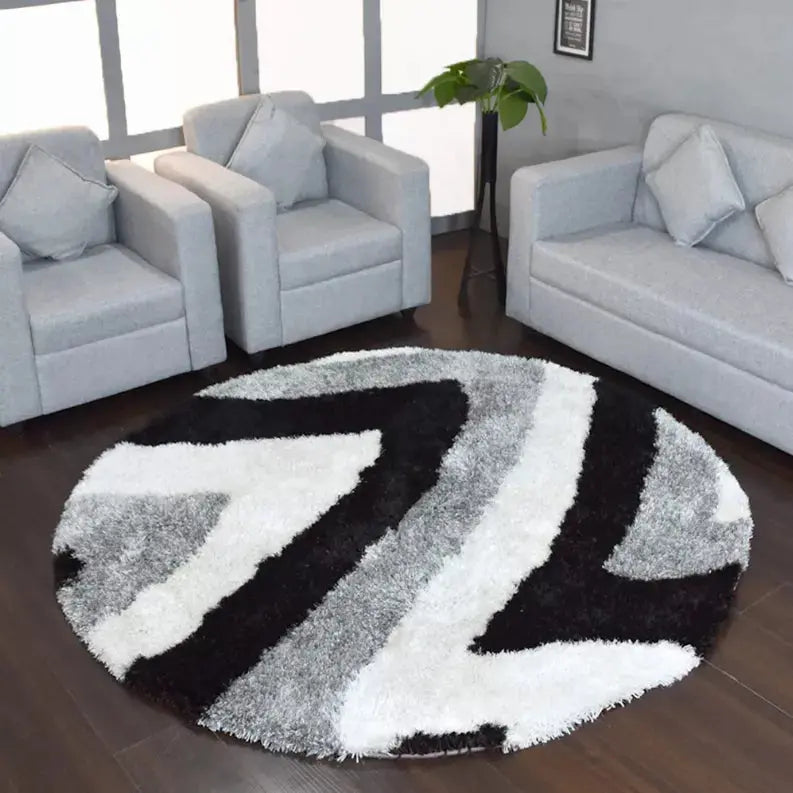 Rugsotic Carpets Hand Tufted Shag Polyester Round Area Rug Contemporary Get My Rugs LLC