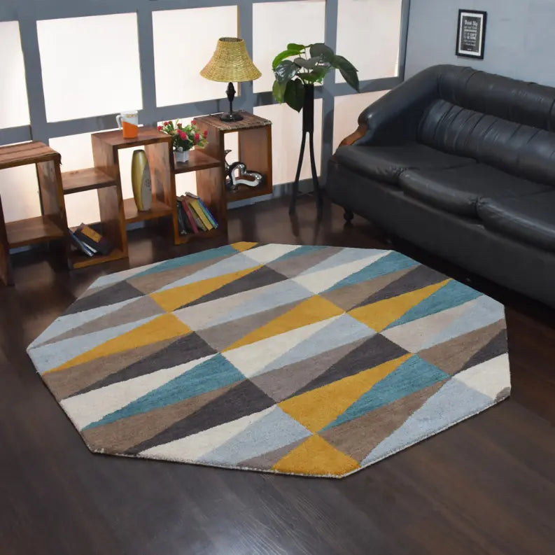 Rugsotic Carpets Hand Tufted Wool Octagon Area Rug Geometric Get My Rugs LLC