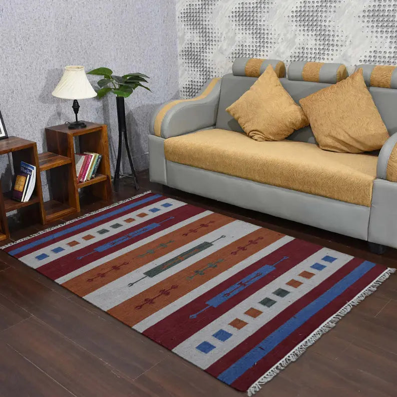 Rugsotic Carpets Hand Woven Flat Weave Kilim Wool Area Rug Contemporary Get My Rugs LLC