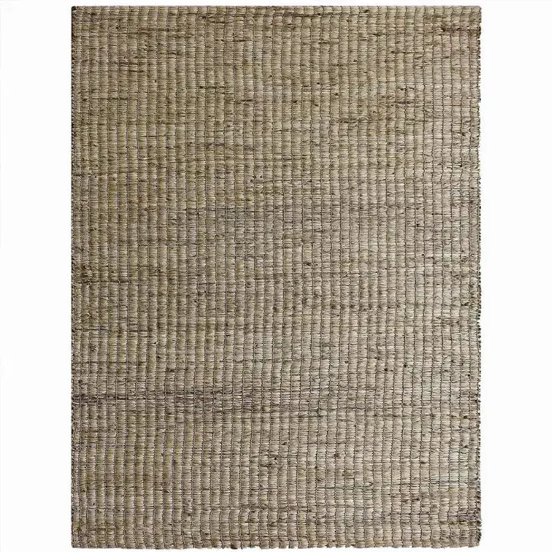 Natural jute area rug in light beige, woven texture, perfect for adding warmth and style to any room.