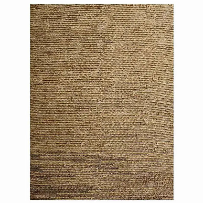 Textured brown woven area rug, made from natural fibers, perfect for modern and rustic decor styles.
