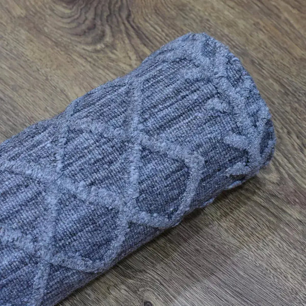 Rugsotic Carpets Hand Woven Overtufted Kilim Polypropylene 5'x8' Area Rug Geometric Dark Gray Get My Rugs LLC