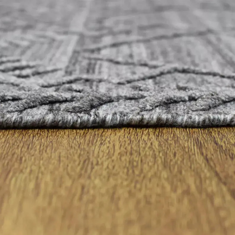 Rugsotic Carpets Hand Woven Overtufted Kilim Polypropylene 5'x8' Area Rug Geometric Dark Gray Get My Rugs LLC