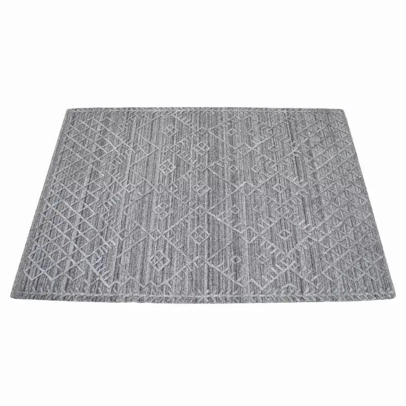 Rugsotic Carpets Hand Woven Overtufted Kilim Polypropylene 5'x8' Area Rug Geometric Dark Gray Get My Rugs LLC