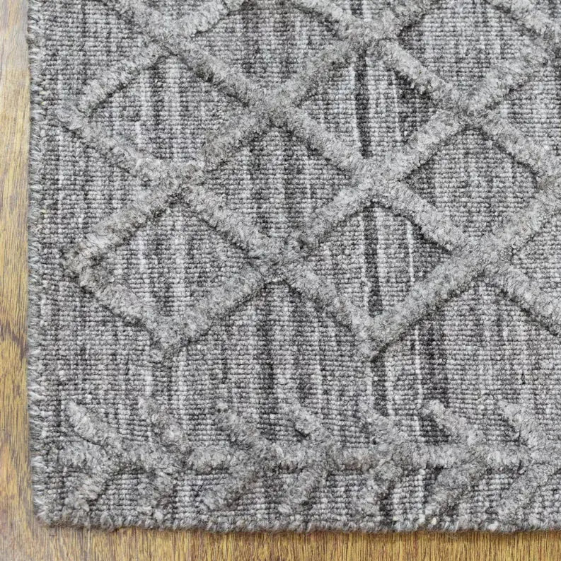 Rugsotic Carpets Hand Woven Overtufted Kilim Polypropylene 5'x8' Area Rug Geometric Dark Gray Get My Rugs LLC