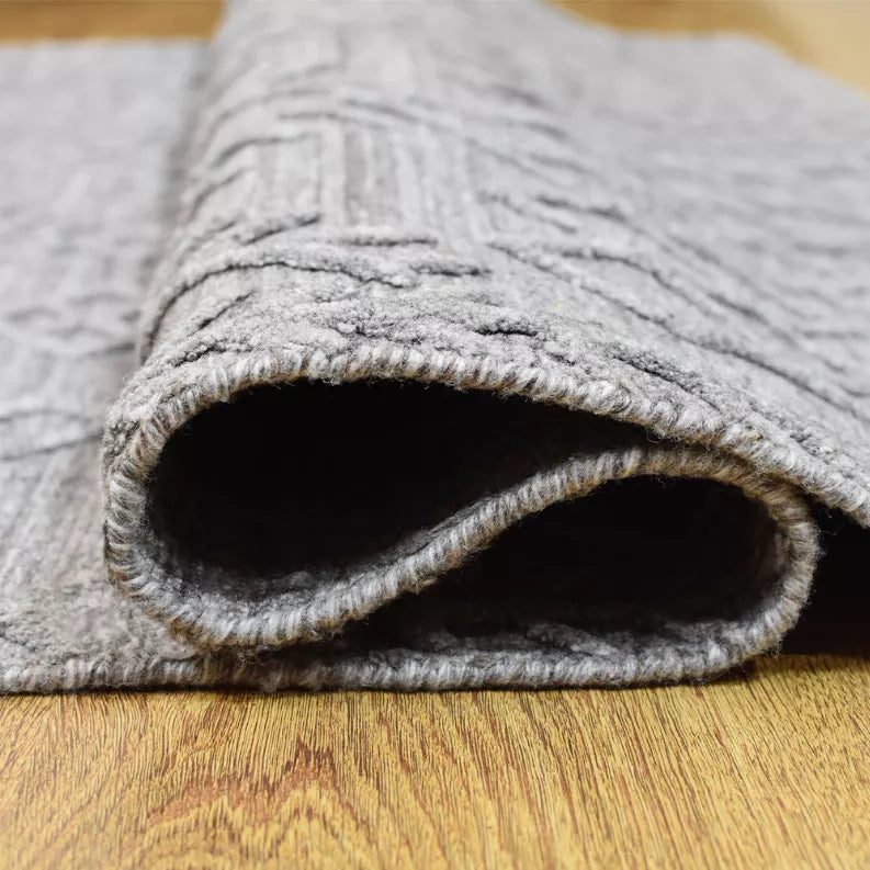 Rugsotic Carpets Hand Woven Overtufted Kilim Polypropylene 5'x8' Area Rug Geometric Dark Gray Get My Rugs LLC