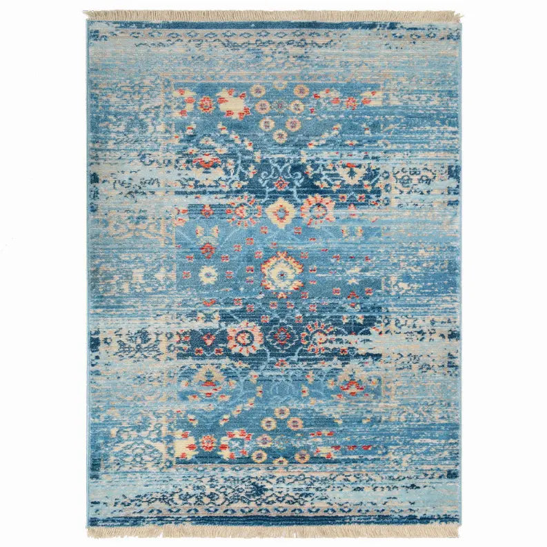 Rugsotic Carpets Machine Woven Crossweave Polyester Blue Area Rug Oriental Get My Rugs LLC