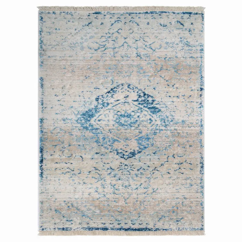Rugsotic Carpets Machine Woven Crossweave Polyester Blue Area Rug Oriental Get My Rugs LLC