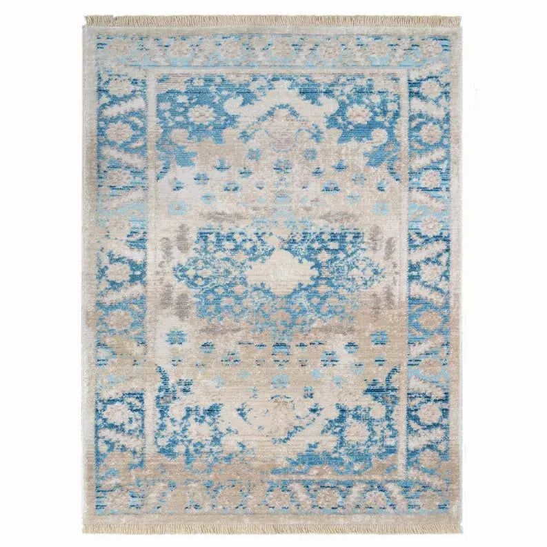 Rugsotic Carpets Machine Woven Crossweave Polyester Blue Area Rug Oriental Get My Rugs LLC