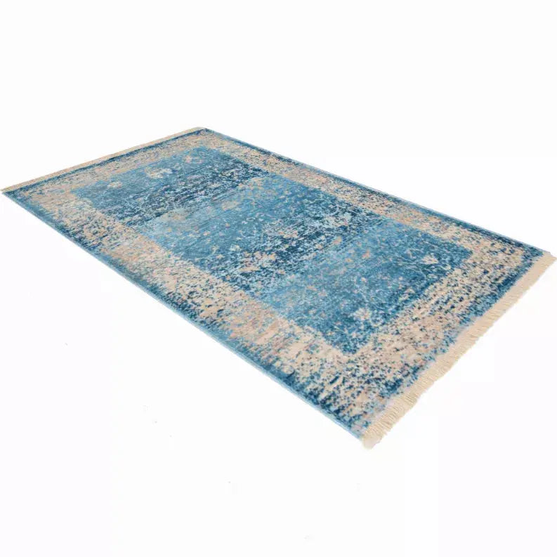 Rugsotic Carpets Machine Woven Crossweave Polyester Blue Area Rug Oriental Get My Rugs LLC
