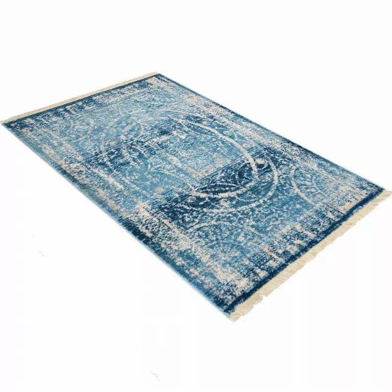 Rugsotic Carpets Machine Woven Crossweave Polyester Blue Area Rug Oriental Get My Rugs LLC