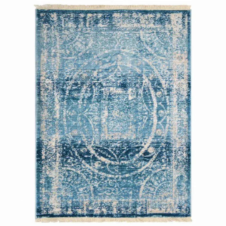 Rugsotic Carpets Machine Woven Crossweave Polyester Blue Area Rug Oriental Get My Rugs LLC