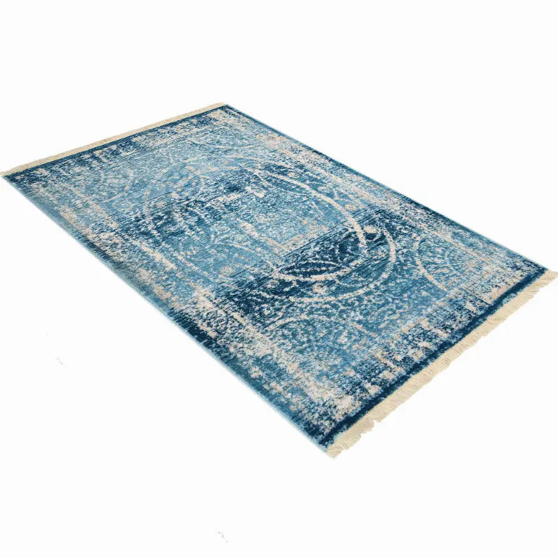 Rugsotic Carpets Machine Woven Crossweave Polyester Blue Area Rug Oriental Get My Rugs LLC