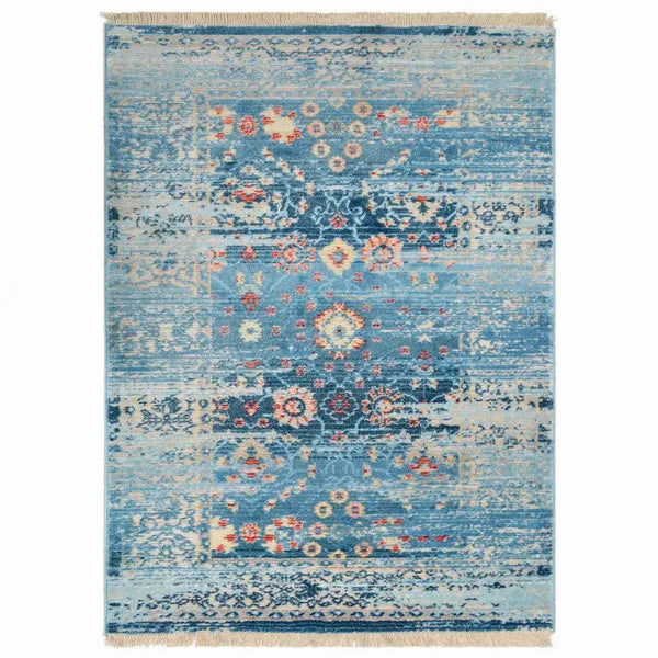 Rugsotic Carpets Machine Woven Crossweave Polyester Blue Area Rug Oriental Get My Rugs LLC