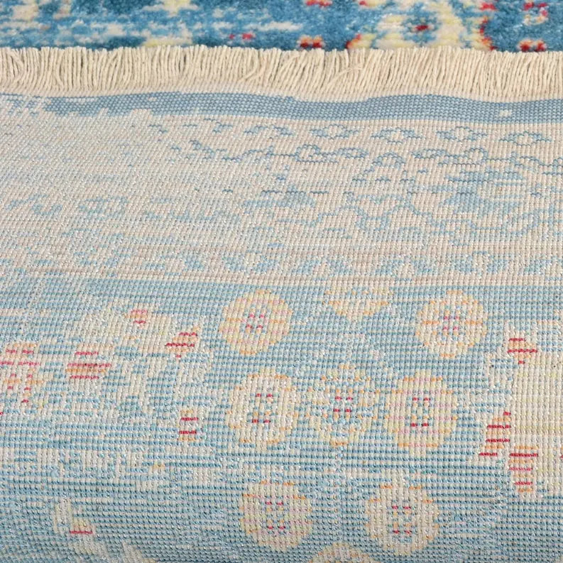 Rugsotic Carpets Machine Woven Crossweave Polyester Blue Area Rug Oriental Get My Rugs LLC