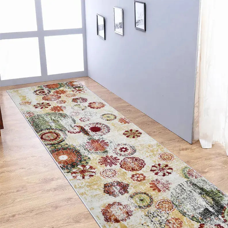 Rugsotic Carpets Machine Woven Heatset Polypropylene 3'2''x10' Runner Area Rug Floral Get My Rugs LLC