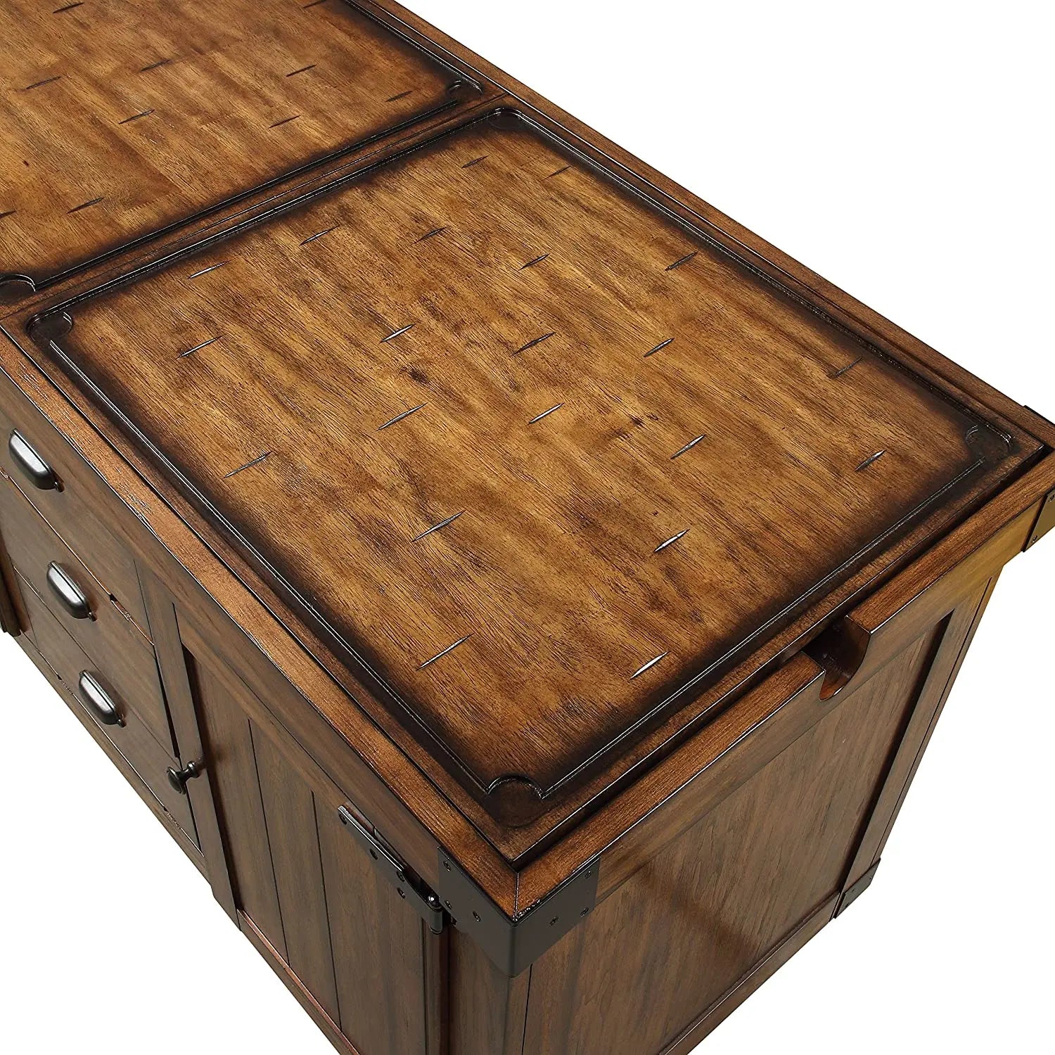 Rustic Farmhouse Warm Tobacco Rolling Kitchen Cart Homeroots Kitchen & Dining