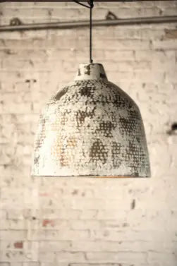 Rustic White Metal Pendant Light 21"D X 20"T Kalalou