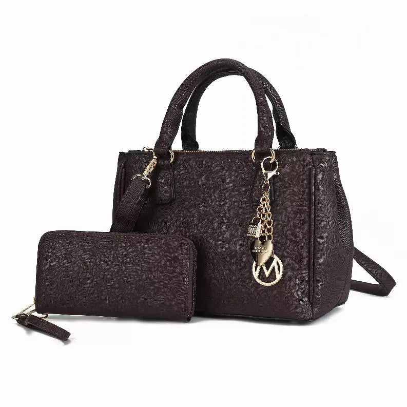Ruth Vegan Leather Women's Satchel Bag with Wallet MKF Collection by Mia K.