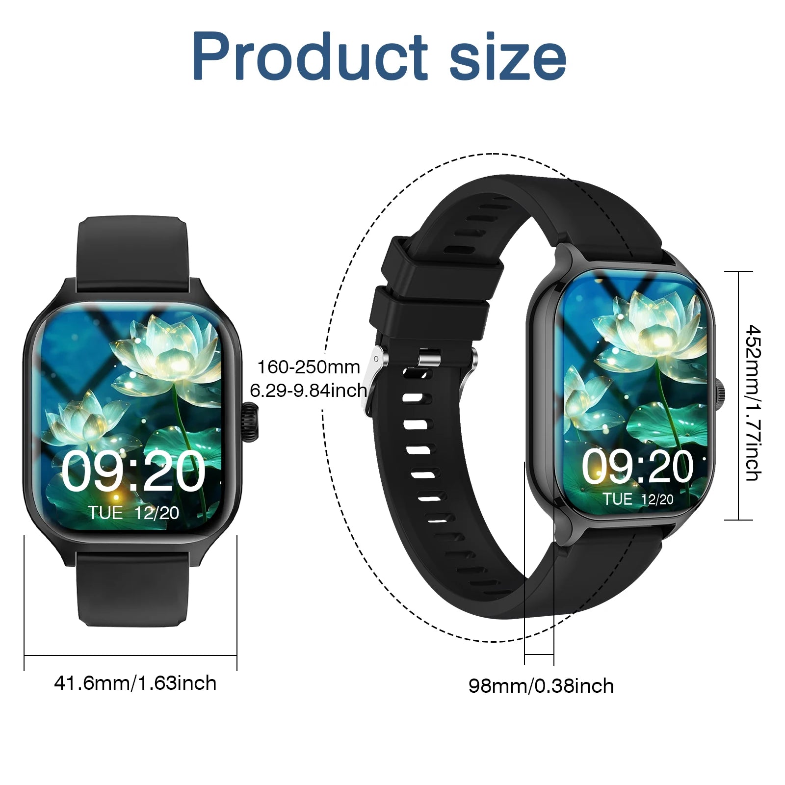 Smart watch, wireless calling, customizable dial, remote photography, multiple sports modes, suitable for iPhone/Android
