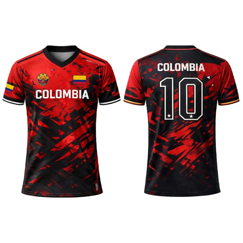 2026 New Columbia Flag Print Soccer Jersey Men's Breathable Sports V-neck T-Shirt Unisex Training Casual Streetwear Fan…